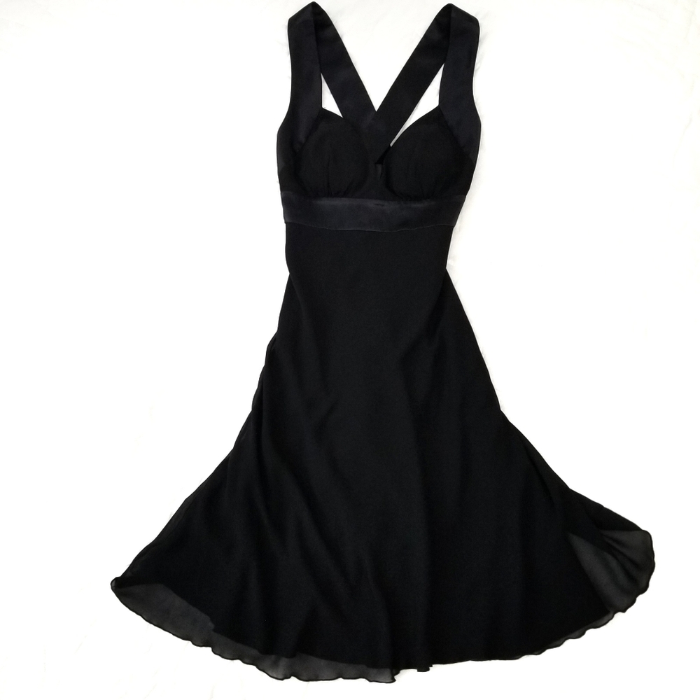 Max & Cleo Black Silk Cocktail Midi Dress LBD  2